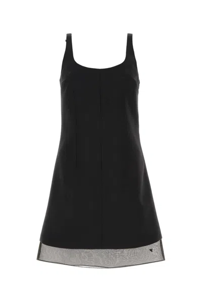 PRADA ENAMEL TRIANGLE-LOGO MINI DRESS