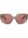 Prada Womens Brown Pr 14zs Irregular-frame Acetate Sunglasses In Brown