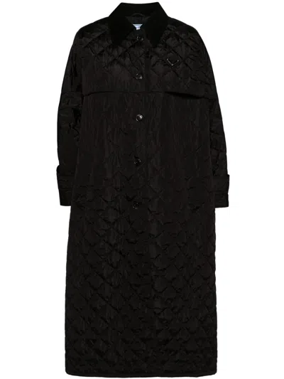 Prada Enamel Triangle-logo Parka In Black