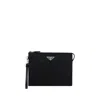 Prada Enamel Triangle Logo Pouch Clutch In Pattern