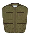 Prada Gesteppte Weste Mit Emailliertem Triangel-logo In Military Green