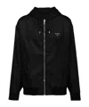 Prada Enamel Triangle-logo Reversible Jacket In Black