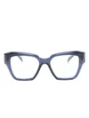 Prada Enamel Triangle Logo Square-frame Glasses In Blau