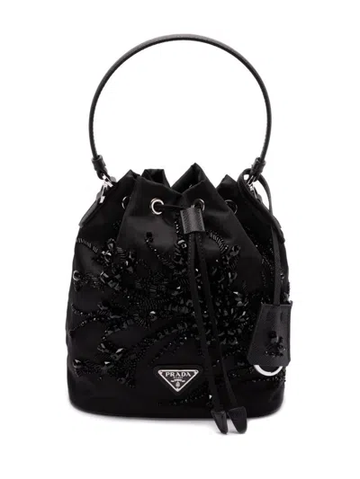 Prada Enamel Triangle-logo Tote Bag