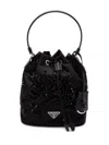 Prada Enamel Triangle-logo Tote Bag In Black