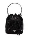 Prada Enamel Triangle-logo Tote Bag In Black