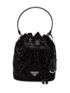Prada Enamel Triangle-logo Tote Bag In Black