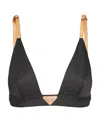Prada Enamel Triangle-logo Triangle-cup Bra In Black