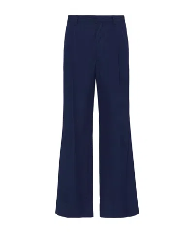 Prada Enamel Triangle-logo Trousers In Black