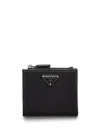 Prada Grained Leather Triangle Card Holder In Black