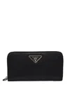 Prada Enamel Triangle Logo Wallet In Black