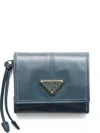 Prada Enamel-triangle Logo Wallet In Blue