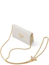 Prada Saffiano Leather Card Holder With Shoulder Strap In White
