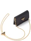 Prada Enamel Triangle Logo Wallet-on-chain In Black