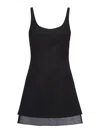 Prada Enamel Triangle-logo Wool Dress In Black