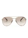 Prada Enamel-triangle Pilot-frame Sunglasses In Gold
