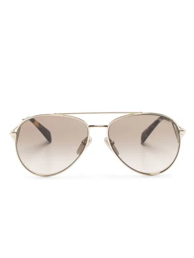 Prada Enamel-triangle Pilot-frame Sunglasses In Gold