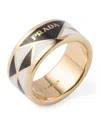 Prada Enamel Triangle Ring In Black