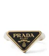 Prada Enamel Triangle Ring In Metallic