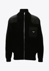 Prada Enamel-triangle Zip-up Jacket In Black