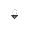 Prada Enameled Logo Triangular Key Case In Black