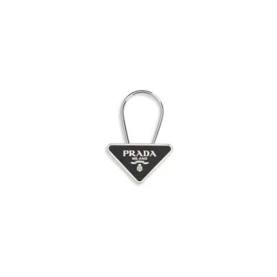 PRADA PRADA ENAMELED LOGO TRIANGULAR KEY CASE