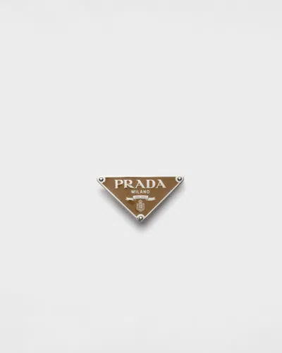Prada Enameled-metal Belt Buckle In Caramel