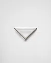 Prada Enameled Metal Belt Buckle In Polished Steel
