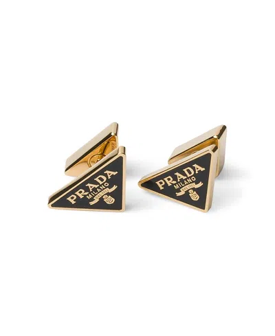 Prada Enameled Metal Earrings In Transparent