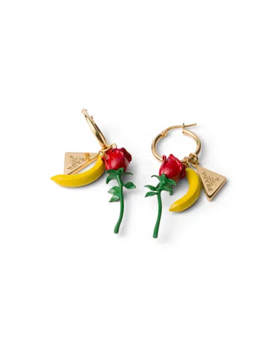 Prada Enameled Metal Earrings In Multi