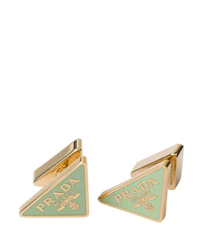 PRADA ENAMELED METAL EARRINGS