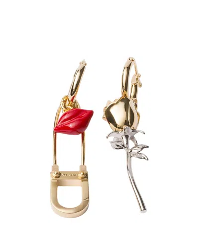 Prada Enameled Metal Earrings In Multi