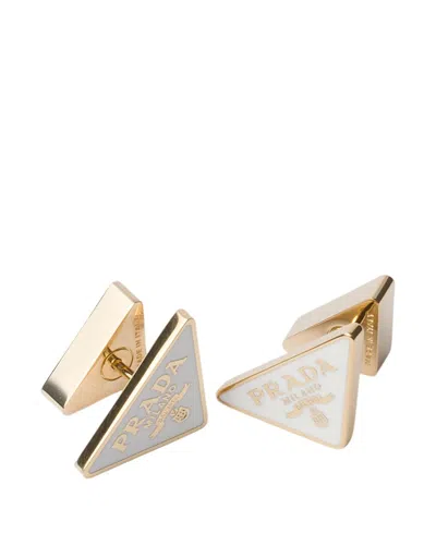 PRADA ENAMELED METAL EARRINGS