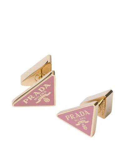PRADA ENAMELED METAL EARRINGS