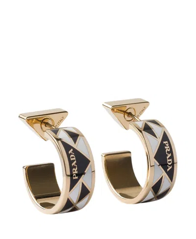 Prada Enameled Metal Earrings In Multi