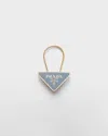 Prada Enameled Metal Key Ring In Gold/astral Blue
