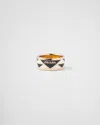 Prada Enamel Triangle Ring In Black/white