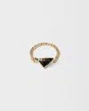 Prada Enameled Metal Ring In Gold