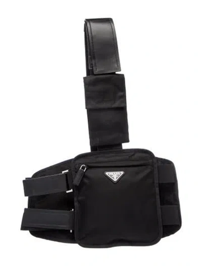 Pre-owned Prada Enameled Metal Triangle Backpack In Black