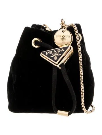 Pre-owned Prada Enameled Metal Triangle Backpack Mini In Black