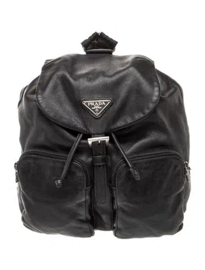 Pre-owned Prada Enameled Metal Triangle Backpack In Multi