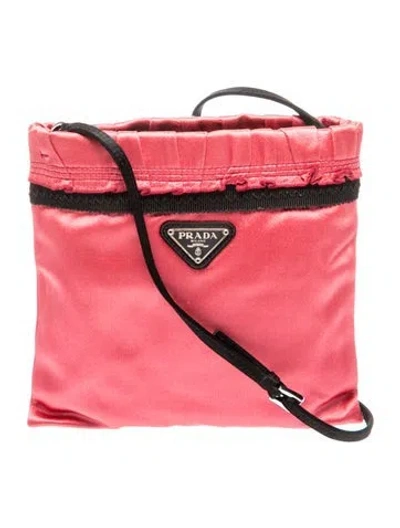 Pre-owned Prada Enameled Metal Triangle Backpack In Pink