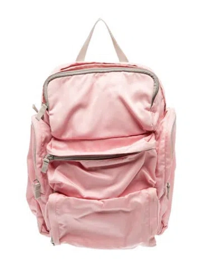 Pre-owned Prada Enameled Metal Triangle Backpack In Pink