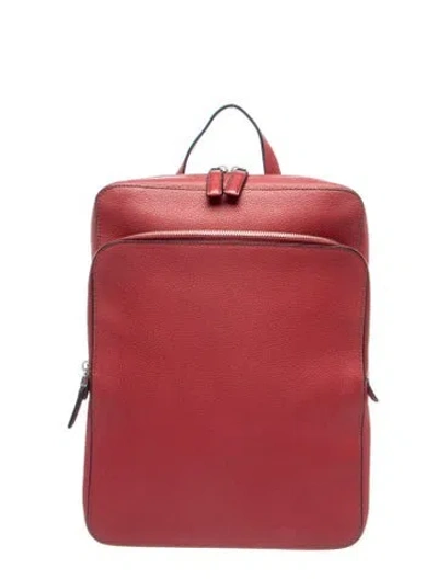 Pre-owned Prada Enameled Metal Triangle Backpack In Red