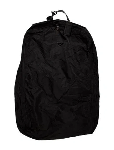 Pre-owned Prada Enameled Metal Triangle Backpack Vintage In Black