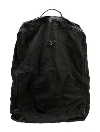 Pre-owned Prada Enameled Metal Triangle Backpack Vintage In Black