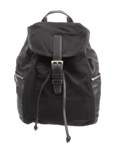 Pre-owned Prada Enameled Metal Triangle Backpack Vintage In Black