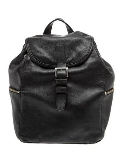Pre-owned Prada Enameled Metal Triangle Backpack Vintage In Black