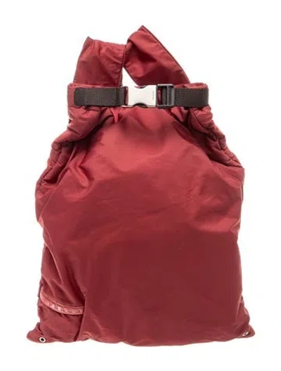 Pre-owned Prada Enameled Metal Triangle Backpack Vintage In Brown