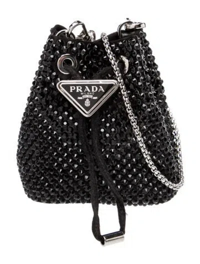 Pre-owned Prada Enameled Metal Triangle Backpack W/ Tags In Black